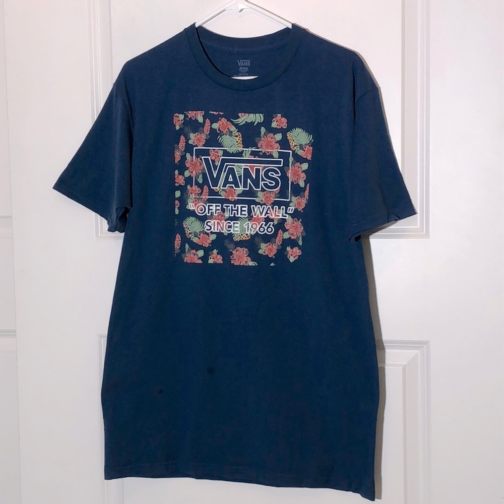 Vans Off The Wall Blue Floral Tee Medium Skater